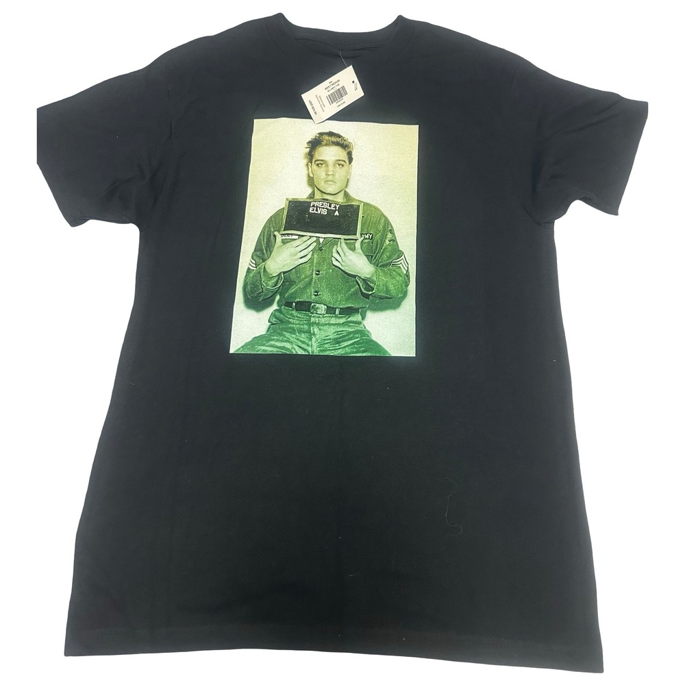 Elvis Presley Mugshot Graphic T-Shirt Mens Medium Black Spencers Rock Music Tee